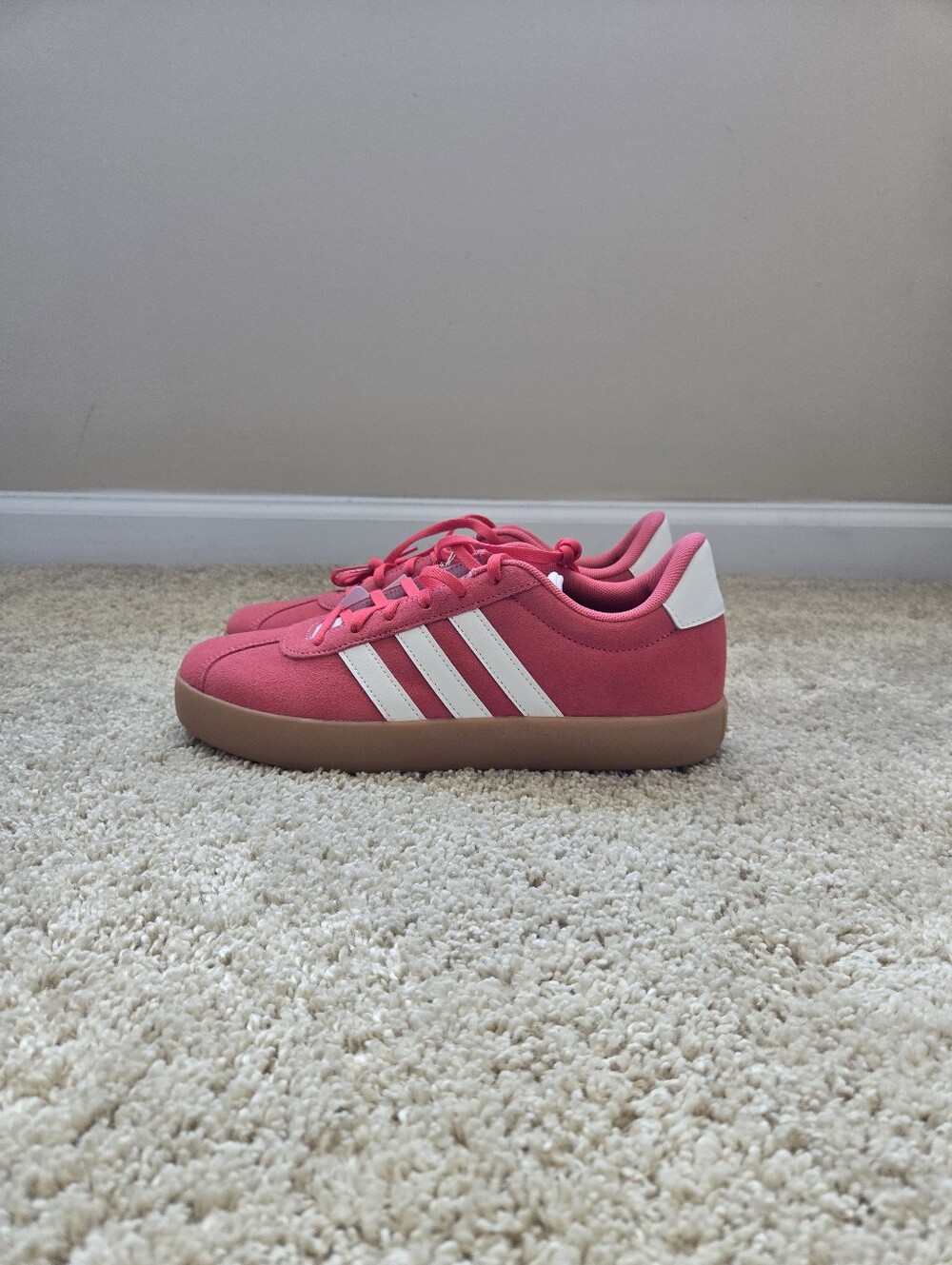 Adidas VL Court 3.0 Laces Up Sneaker Shoes Womens 7 Pink